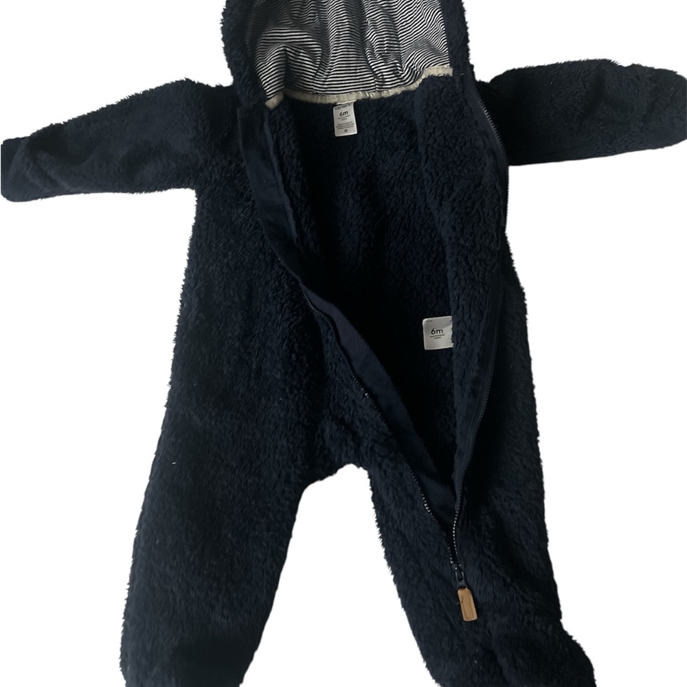 Carter's Fuzzy Black Hooded Footie - Picture 2 of 3